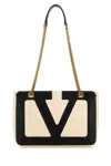 Valentino Garavani Garavani Viva Superstar Medium Nappa Leather Shopping Bag Woman Butter/black Uni In White