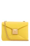 Valentino Yellow Nappa Leather One Stud Shoulder Bag In Yellow