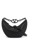 Valentino Small Vlogo Moon Bag Hobo In Hammered Leather In Black