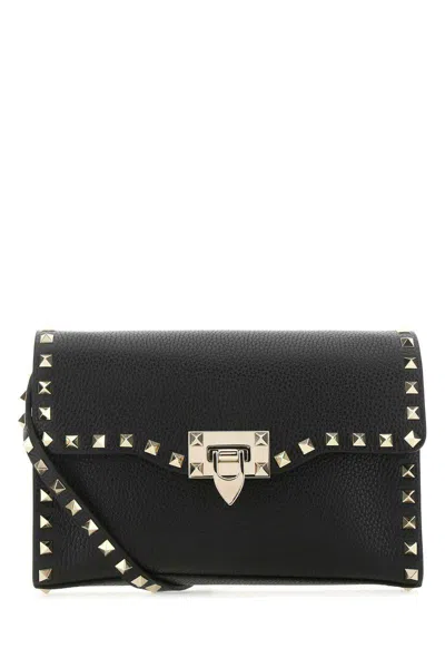 Valentino Garavani Rockstud Embellished Leather Crossbody In Black