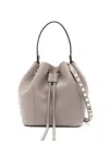 Valentino Rockstud Leather Bucket Bag In Moon Taupe