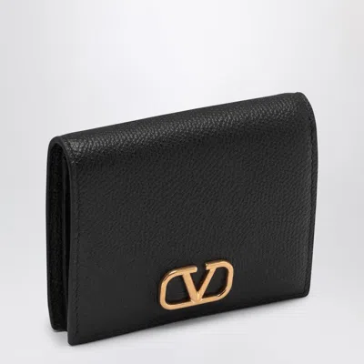 Valentino Garavani Signature Black Leather Vlogo Wallet Women