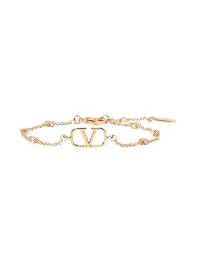 Valentino Garavani Chain Link Bracelets Embellished Accents In Gold