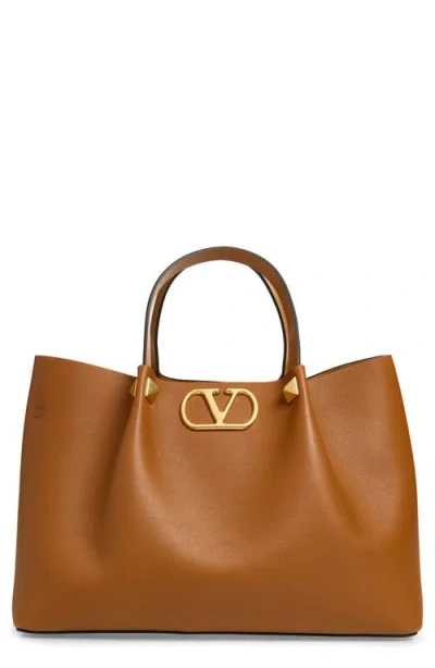 Valentino Garavani Signature Vlogo Tote In Brown