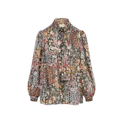 Valentino Garavani Silk Blouse With Floral Print In Multi