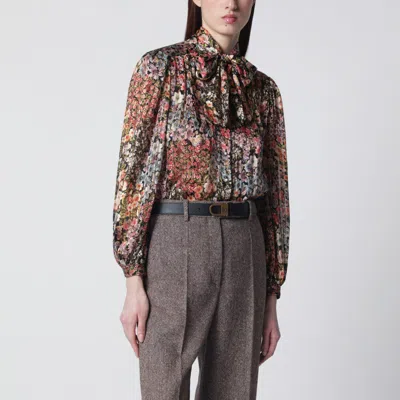 Valentino Garavani Silk Blouse With Floral Print In Multi