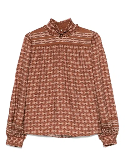 VALENTINO VALENTINO GARAVANI SILK BLOUSE WITH VOYAGE IMAGINAIRE PRINT
