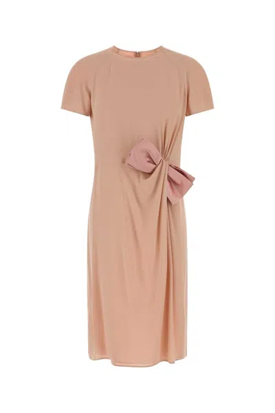 Valentino Garavani Silk Crepe Mini Dress With Stretch Jersey Lining In Pink