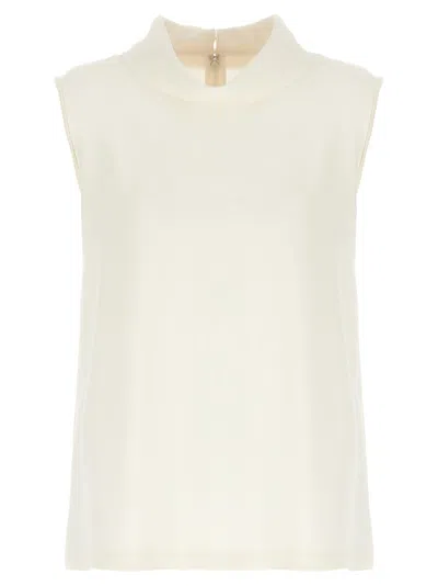 Valentino Garavani Silk Georgette Sleeveless Blouse With High Neck In White