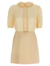 Valentino Garavani Silk Jacquard And Wool Crêpe Midi Dress In Neutral