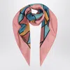Valentino Garavani Silk Scarf With Colorful Diamond Pattern In Pink