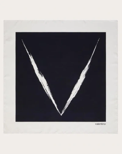 Valentino Garavani Silk Scarf Woman Navy Uni In Navy