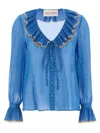 Valentino Garavani Light Georgette Shirt With Plusdepois Print In Blue
