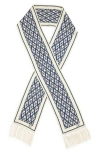 Valentino Garavani Silk Skinny Scarf In Navy/cream