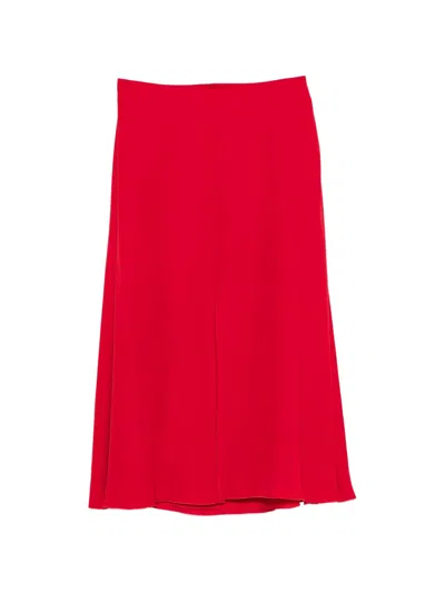 Valentino Garavani Silk Skirt With Side Zip Closure In Red