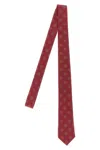 Valentino Silk Tie With Hexagonal Pattern Slim Design In Red