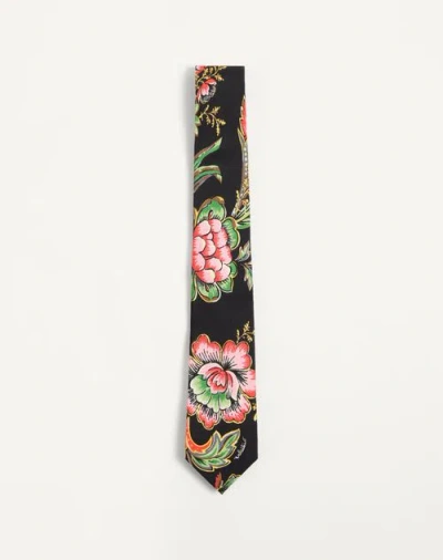 Valentino Garavani Silk Tie With Papier Floral Pattern