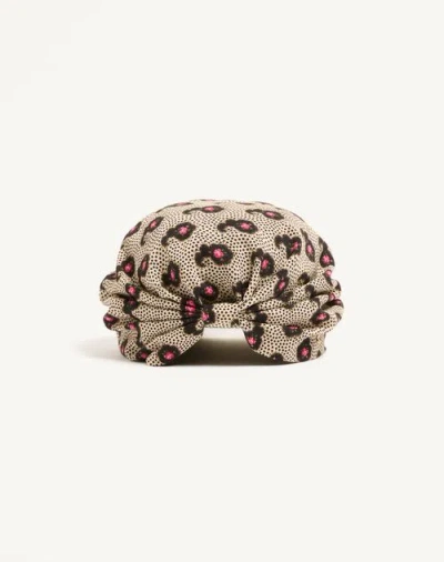Valentino Garavani Silk Turban With Micro Cashmere Plus De Pois Print Woman Butter/black Uni In Multi