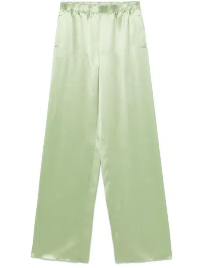 Valentino Garavani Silk Wide-leg Trousers In Green