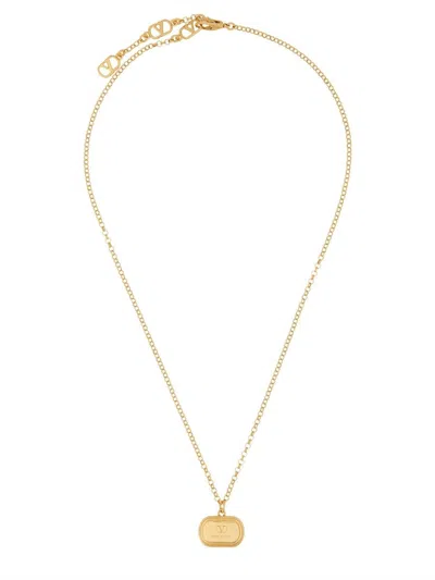 Valentino Garavani Silver Brass Necklaces In Gold