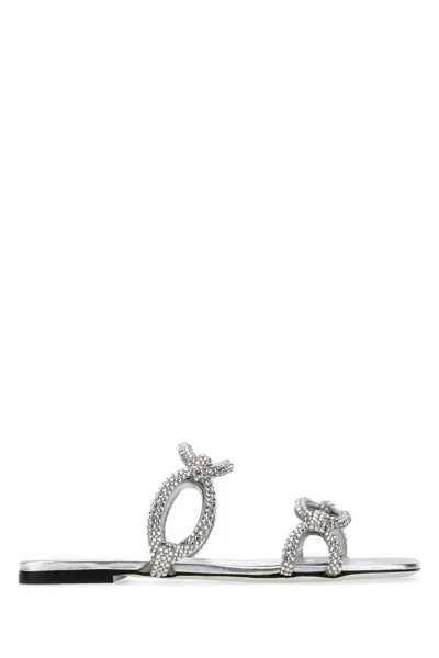 VALENTINO GARAVANI VALENTINO GARAVANI SILVER RHINESTONES VALENTINO GARAVANI CHAIN 1967 SLIPPERS