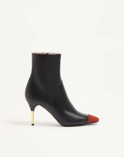 Valentino Garavani Sinead Ankle Boot In Nappa And Suede 85mm Woman Black/rust 36