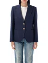 Valentino Single Breast Wool Silk Blazer In Blue