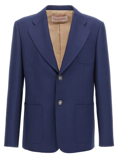 Valentino Single-breasted Jacket In Blue