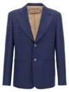 Valentino Garavani Single-breasted Virgin Wool Blazer With Mirror Lapels In Blue
