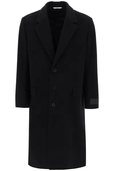 Valentino Garavani Single-breasted Wool Coat Men In Black