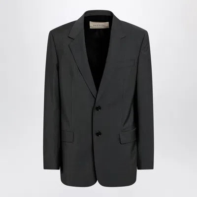 Valentino Garavani Single-breasted Wool And Mohair Jacket In Gray