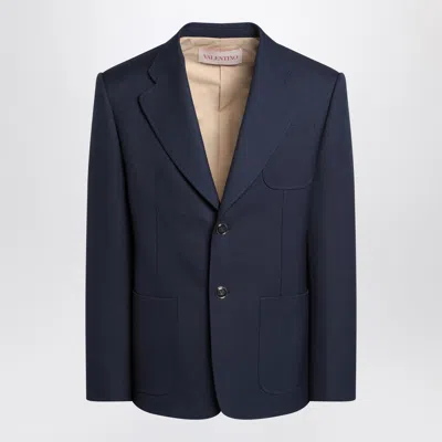 Valentino Garavani Single-breasted Wool Jacket In Blue
