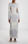Valentino Garavani Siren Cutout Long Sleeve Crepe Couture Dress In Perla/ Avorio