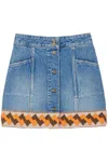 Valentino Garavani Denim Mini Skirt With Jacquard Trim