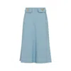 Valentino Womens Bluish Grey Vlogo Hardware Flared Woven Midi Skirt In Blue