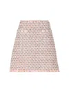 Valentino Tweed Skirt With Embellished Fringe Hem In Pink