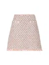 Valentino Tweed Skirt With Embellished Fringe Hem In Pink