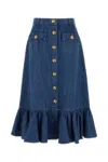 Valentino Garavani Blue Denim Cotton Skirt In Blue
