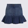 Valentino Ruffled Hem Skirt With Pockets And Belt Loops In Blue