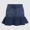 Valentino Ruffled Hem Skirt With Pockets And Belt Loops In Blue