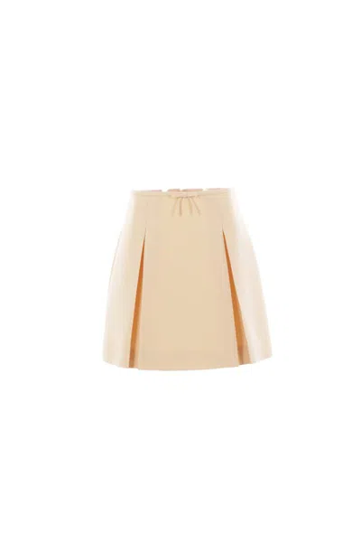 Valentino Crepe Couture Short Skirt In Neutral