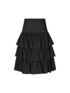 Valentino Ruffled Taffeta Skirt Woman Black 42 In Black