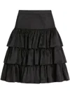 Valentino Ruffled Taffeta Skirt Woman Black 42 In Black