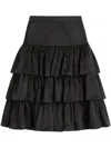Valentino Ruffled Taffeta Skirt Woman Black 42 In Black