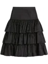 Valentino Ruffled Taffeta Skirt Woman Black 42 In Black