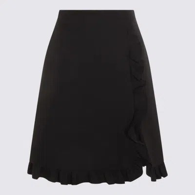 Valentino A-line Midi Skirt Ruffle Detail In Black