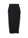 Valentino High Waist Midi Skirt With Back Slit In Black