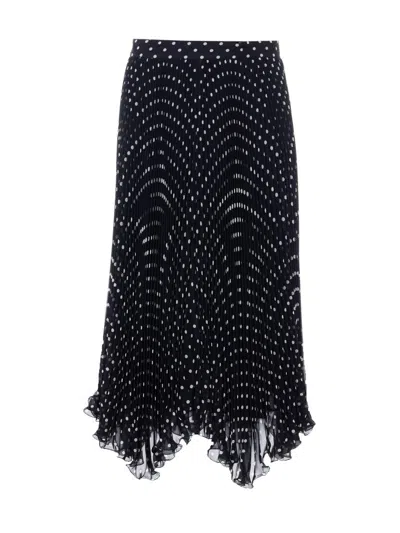 Valentino Polka-dot Silk Skirt In Black