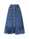 Valentino Garavani Blue Denim Cotton Skirt In Blue