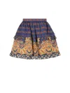 Valentino Skirt In Lino Paisley Medaglioni Voyage Imaginaire In Indigo/multicolor